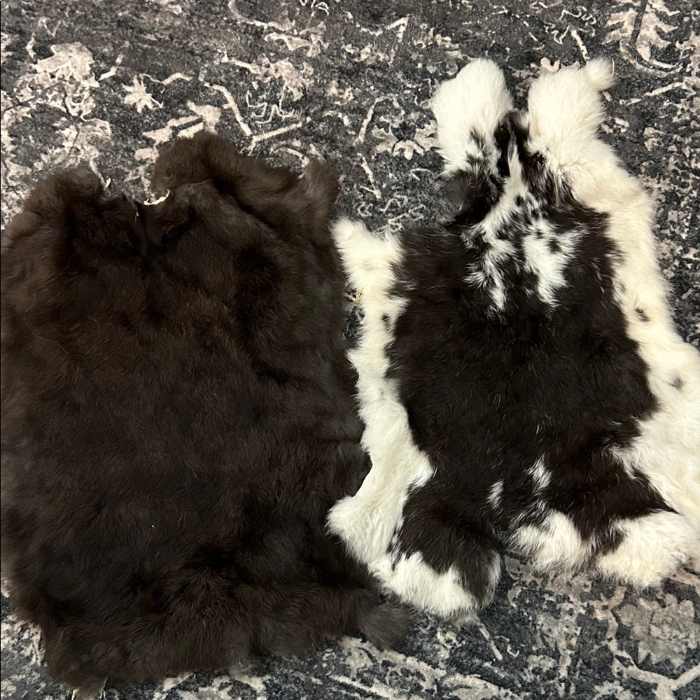Rabbit Fur Rugs in Black and White